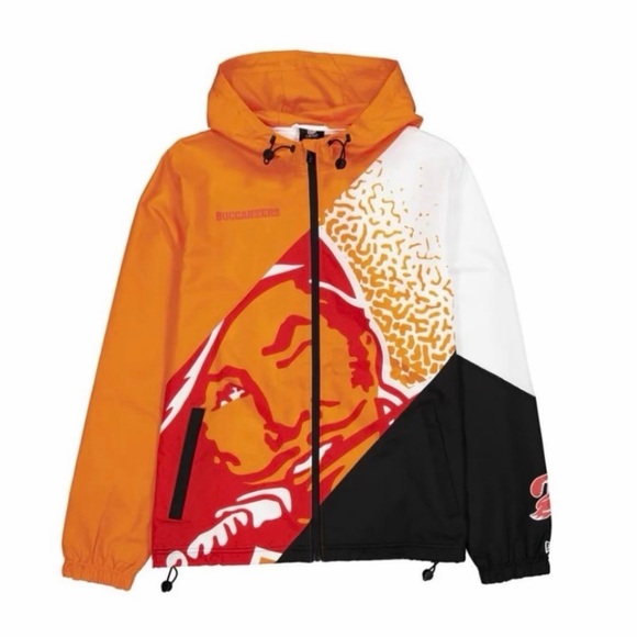 Tampa Bay Buccaneers New Era Windbreaker Size Medium, Creamsicle Orange Black - Picture 5 of 5
